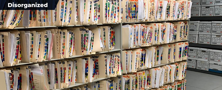 repair order files in jackets on wall